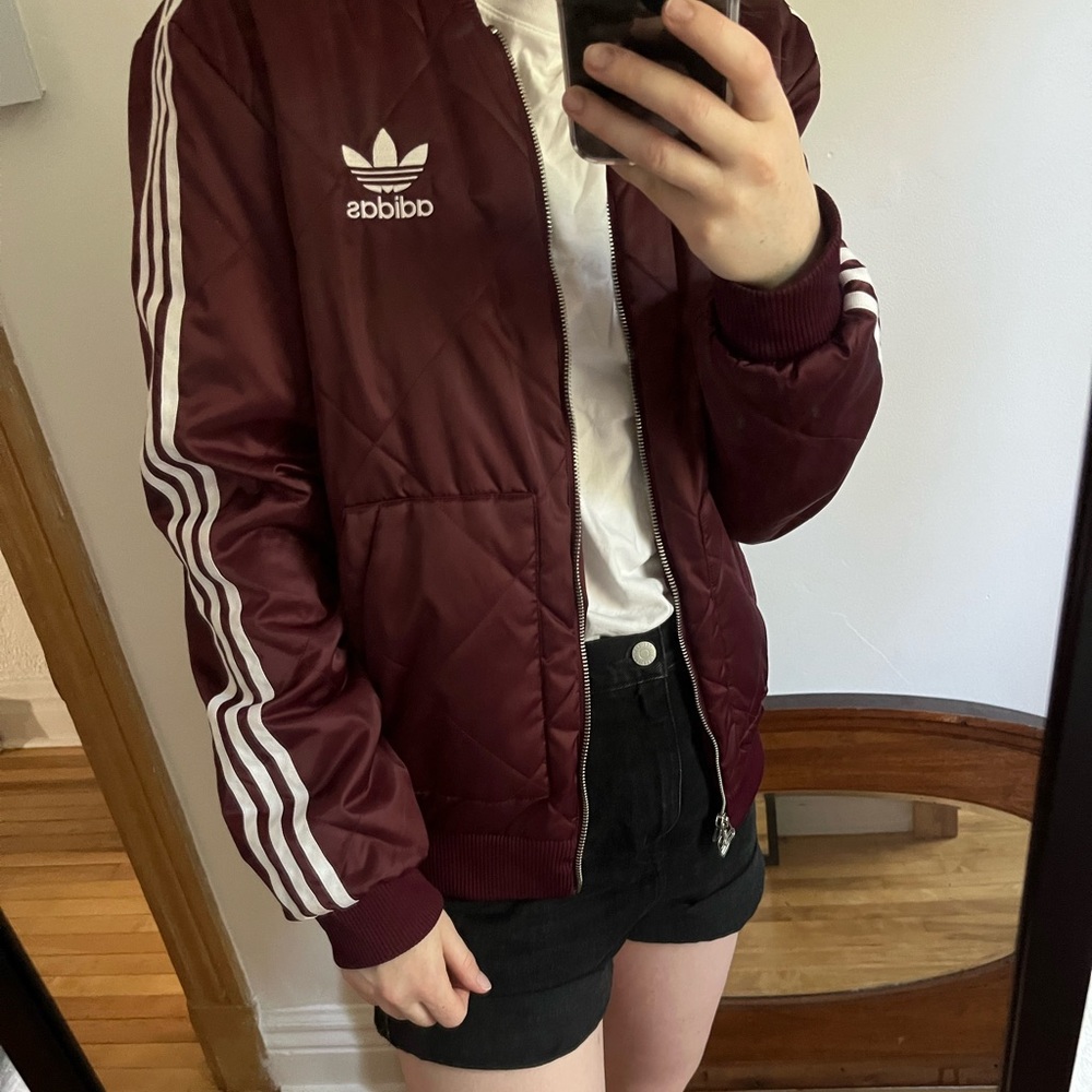 Adidas Original maroon bomber jacket